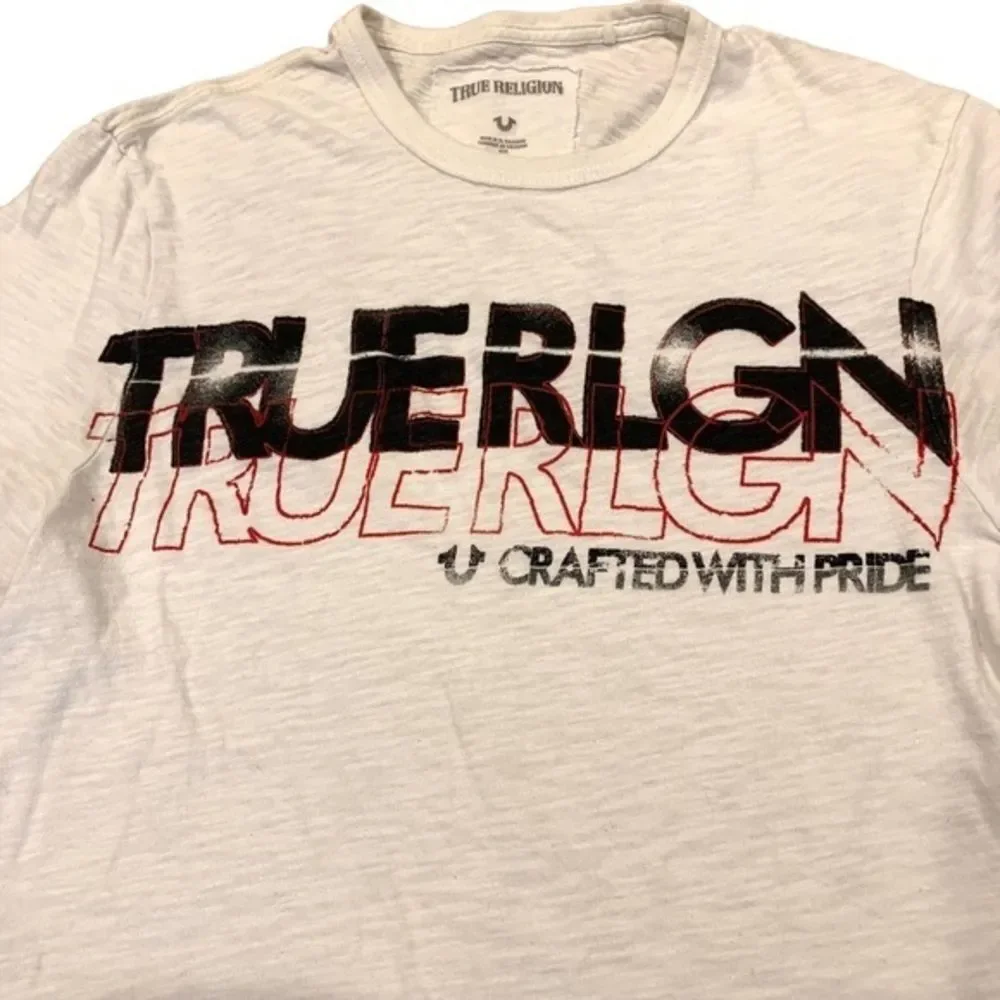True Religion White Retro‎ Logo Tee Shirt M